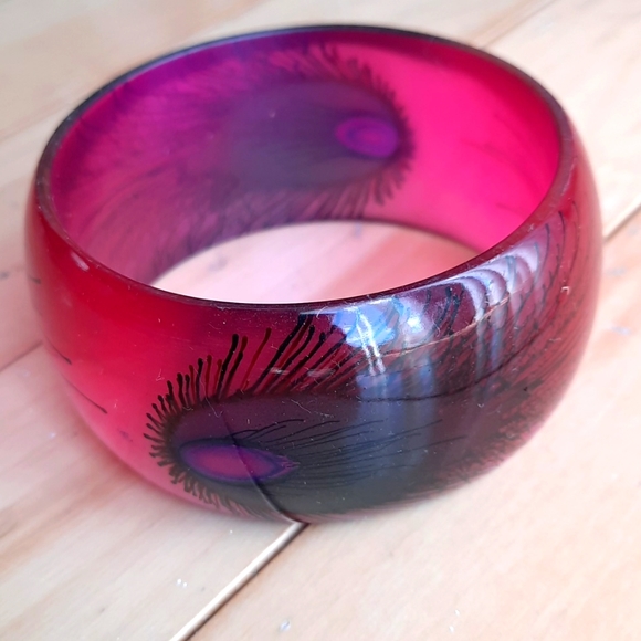 PINK PEACOCK BANGLE - Picture 1 of 5